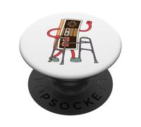 vecchio, joystick, camminare, con, canna cartone anim PopSockets PopGrip Adesivo