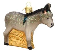 Vecchio mondo ornamenti di Natale animali fattoria vetro soffiato ornamenti per albero di Natale, asino