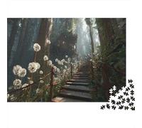 Vecchio ponte pedonale in legno nella Forestaa primordiale,Puzzle Per Adulti 1000pcs (75x50cm),Giochi Di Sfida DandeLeone Seed Heads