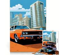 Vecchio puzzle Dodge Charger Vector per adulti, 1000 pezzi, sfida mentale, giocattolo rilassante, pezzo da collezione di alta qualità (38x52cm)