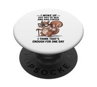 Vecchio scoiattolo mi sono svegliato alzato dal letto e aveva disegno caffè PopSockets PopGrip Adesivo