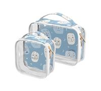 Vecchio Stile Cartoon Faces Baby Bluoiletry Bag Piccolo TSA Approvato Impermeabile Trasparente Cosmetic Bag Airport Airline Compliant