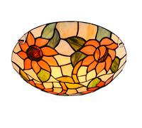 Vecchio stile Plafoniera Rotonda Retrò Lampada da Soffitto in Stile Tiffany Fiore Arte Paralume in Vetro Illuminazione a Soffitto Lampada E27 per Salotto Camera Da Letto Sala Da Pranzo Corridoio,40cm