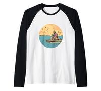 Vecchio sulla Barca Durante la Pesca - Fantastico Regalo di Pescatore Maglia con Maniche Raglan