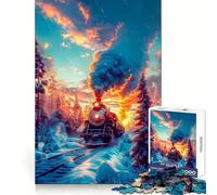 Vecchio treno sui binari, puzzle da 1000 pezzi per adulti, regalo, gioco di logica, svago, divertimento, qualità, bordo, bel regalo (38x52cm)