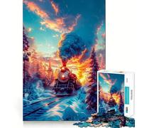 Vecchio treno sui binari, puzzle da 1000 pezzi per ragazzi, gioco intelligente, immagine da assemblare per un momento di relax, regalo adorabile (38x26cm)