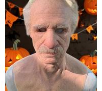 Vecchio uomo masque, maschera realistica in lattice, maschera in silicone per uomo reale, copricapo realistico con faccia pieghe, maschera a testa piena in lattice, 38,5 x 27 x 21,5 cm, per feste di