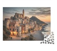 Vecchio villaggio di pescatori italiani Puzzle 1000Pcs Tramonto sul mare Decorazione Per La Casa. Rilassamento E Intelligence Per Adulti E Bambini Da 14 Anni 1000pcs (75x50cm)