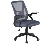 VECELO Sedia da Ufficio ergonomica, Poltrona con Schienale Medio, Altezza Regolabile, con braccioli, Supporto Lombare, Maglia Girevole a 360°, Grigio, 1 Pezzo