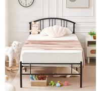 VECELO Telaio per letto 90 x 190 cm, letto singolo in metallo, non serve rete, montaggio semplice, grande spazio in listelli, nero