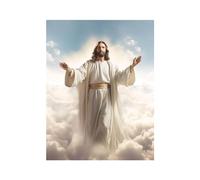 veces Dipinti religiosi su tela con Gesù, astratto nuvola di Gesù Cristo, arte da parete spirituale, immagine astratta cristiana per soggiorno, 50 x 70 cm, senza cornice