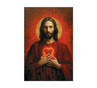 veces Quadro su tela con Gesù, decorazione da parete religiosa, cuore di Gesù Cristiano Gesù, decorazione artistica da parete, stampa minimalista e poster per soggiorno e camera da letto, 40 x 60 cm,