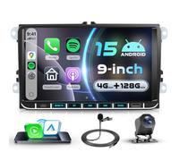 VECHTEL 4G+128G Autoradio Android 15 con Cablaggio a 52 Pin per VW Golf 5 6 Passat B6 B7 Touran Tiguan Caddy, 9'' IPS HD Schermo Tactile co Carplay Android Auto GPS WiFi Tipo-C Bluetooth FM RDS Camera