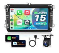VECHTEL 4G+64G Autoradio Android 15 per VW Golf 5 6 Passat Jetta Caddy EOS T5 Tiguan CC Polo, 8'' HD Schermo Tactile co Carplay Android Auto senza Fili GPS WiFi USB Tipo-C Bluetooth RDS Camera