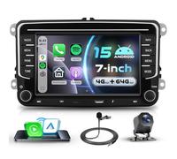 VECHTEL 4G+64G Autoradio Android 15 per VW Golf 5 6 Passat Jetta Caddy EOS T5 Tiguan Touran CC Polo, 7'' IPS Schermo Tactile co Carplay Android Auto senza Fili GPS WiFi USB/Tipo-C Bluetooth RDS Camera