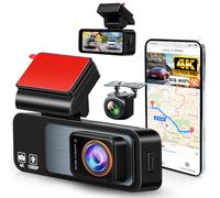 VECHTEL 4K Wi-Fi Dashcam Auto, Schermo IPS da 3.16'' Dash Cam Auto con Visione Notturna, Scheda da 64 GB, G-Sensor, ADAS, 24H Monitor di Parcheggio, Registrazione in Loop, Assistente di Retromarcia