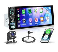 VECHTEL 6,8" Autoradio 1 Din con Carplay Android Auto Wireless,Bluetooth Radio FM con touchscreen IPS,inchiostro a specchio,EQ,WiFi Navi GPS,USB/Type-C,autoradio con schermo/comandi al volante