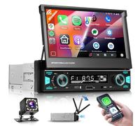 VECHTEL Autoradio 1 DIN Carplay Android Auto Wireless con schermo da 7 pollici estensibile manualmente,AM/FM/RDS radio 1 DIN con Bluetooth GPS/Navi,Mirror Link,USB/Type-C con telecamera posteriore