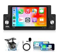VECHTEL Autoradio 1 Din con 5,9" IPS HD 2,5D Schermo Carplay Android Auto, Stereo Auto Touchscreen con Bluetooth 5,0, Mirror Link, FM, USB, Type-C, SWC, Microfono, Telecamera Posteriore