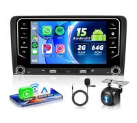 VECHTEL Autoradio 2G+64G Android 15 per Audi A3 8P S3 8P RS3, 7 Pollici HD Schermo Tactile Stereo Auto co Carplay Android Auto senza Fili GPS Wi-Fi Bluetooth 2USB Tipo-C Radio FM RDS Retrocamera