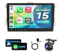 VECHTEL Autoradio 4G+64G Android 15 per VW Golf 5 6 Passat Jetta Caddy EOS T5 Tiguan Touran CC Polo, 9'' HD Schermo co Carplay Android Auto senza Fili GPS Wi-Fi USB Bluetooth FM RDS Retrocamera