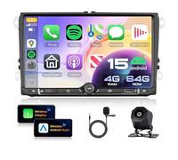 VECHTEL Autoradio 4G+64G Android 15 per VW Golf 5 6 Passat Jetta Caddy EOS T5 Tiguan Touran CC Polo, 9'' IPS HD Schermo co Carplay Android Auto senza Fili Bluetooth GPS Wi-Fi USB/Tipo-C FM RDS Camera