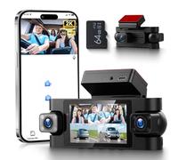 VECHTEL Dashcam 2K per auto, anteriore e posteriore,con WiFi,1080P,4 telecamere da cruscotto con schermo IPS da 3 pollici,GPS,velocità/viaggio,visione notturna,sensore G,protezione a 360°,con 64 GB