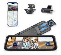 VECHTEL Dashcam 3 Telecamere, 2K Anteriore/1080P Interna/Posteriore con WiFi, Schermo Touch IPS 9.66 Pollici, Visione Notturna, Sensore G, Registrazione Loop, Sorveglianza 24H