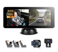 VECHTEL Doppia Videocamera per Auto per Bambini con Schermo Diviso da 6,86 Pollici HD 720P con Telecamera per Retromarcia, Telecamera per con Visione Notturna 360°, Supporto a Ventosa