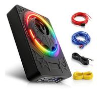 VECHTEL Subwoofer Auto Sottile 7 cm Sottosella, Subwoofer Attivo Potenza Picco 1200W con Suono Surround 360°, Regolazione Fase 180°, Filtro Passa Basso e Luce RGB Compatibile con Berlina SUV Pickup