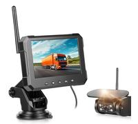 VECHTEL Telecamera per retromarcia senza fili con display HD IPS da 5 pollici, visione notturna, IP68, telecamera per retromarcia, telecamera magnetica a energia solare, supporto telescopico, presa