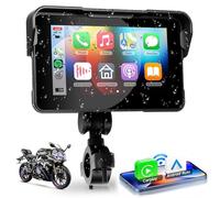 VECHTEL Wireless CarPlay da 5 pollici Schermo per moto CarPlay portatile e Android Auto, touchscreen impermeabile Bluetooth,Nav/Assistente Siri/12V, il monitoraggio della pressione dei pneumatici