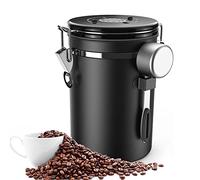 Veciado Barattolo di Caffè Ermetico da 500 G, Contenitore per Chicchi da 1,8 L, Scatola Sottovuoto con Cucchiaio per Caffè in Polvere, Tè, Cacao