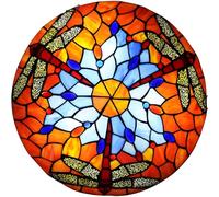 VECNUM Plafoniera Libellula Stile Tiffany, Lampada da Soffitto con Paralume in Vetro Colorato, Lampadario Vintage per Camera da Letto, Soggiorno, Cucina, Illuminazione del Corridoio,30cm