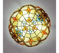 VECNUM Plafoniera Tiffany Soffitto Vintage,Classico Barocco Lampada da Soffitto per Soggiorno Camera da Letto Corridoio Cucina Bagno Soffitto Lamp Retro Plafoniere A Incasso Rotondo,50cm