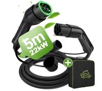 veco chajor Cavo di ricarica per auto elettrica tipo 2 32 A | 22 kW | Trifase|5 metri|Tipo 2 a Tipo 2| Cavo elettrico per auto tipo 2 BEV PHEV compatibile con auto Europa…