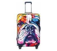 Vector Art of English Bulldog Elastico Viaggio Bagagli Copertura Valigia, Stampa Valigia Copertura Bagaglio Anti-graffio, Nero , L