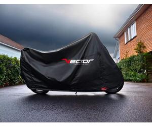 VECTOR Copertura protettiva H2O per interni / esterni per moto / scooter con parabrezza - nera - M, bianco