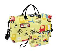 Vector Gold Construction Machinery Large Travel Duffel Bagagli Weekender Pernottamento Borsa Palestra Duffel Bag con Toiletry Bag per Trekking Pieghevole, vettore, oro, costruzione, macchinario, 1