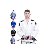 Vector, Kimono BJJ Gi per Jiu Jitsu Brasiliano, con Cintura Bianca Leggera prelavata Pearl Weave, 100% Tessuto Cotone Attila Series, Scarpette a Strappo Voltaic 3 Velcro Fade - Bambini, A4