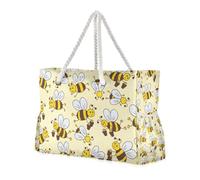 Vector Pattern Bee Happy Good Luck robusta borsa a tracolla con tasche laterali grandi borse da spiaggia borsa da piscina, borsa da lavoro, borsa per la spesa