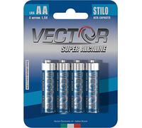 VECTOR PILA Super ALCALINA Stilo 4pz Blu LR6-AA