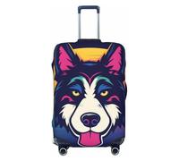 Vector-Style Logo di Husky Head Elastico Viaggio Bagagli Copertura Valigia, Stampa Valigia Bagaglio Copertura Anti-Graffio, Nero , S