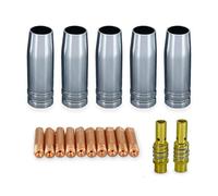 Vector Welding - Set di accessori per saldatura MIG MAG, 17 pezzi, accessori per saldatura, ugelli a gas, ugelli, ugello di alimentazione per bruciatori di saldatura MB15, misura Ø 0,8