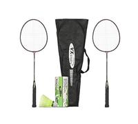 Vector X VXB-10 Aluminum Badminton Racket Set | Color: Red | Size: Junior | 2 Racquet and 3 Pieces Nylon Shuttles with Full-Cover | For Unisex Adults & Intermediate Level | Athletes Training