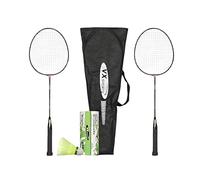 Vector X VXB-10 Aluminum Badminton Racket Set | Color: Red | Size: Junior | 2 Racquet and 3 Pieces Nylon Shuttles with Full-Cover | For Unisex Adults & Intermediate Level | Athletes Training