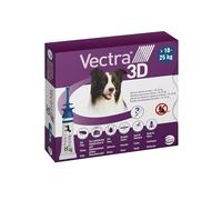 VECTRA 3D Antiparassitario per Cane 3 Pipette Antipulci Antizecche e Antizanzare per cani da 10 a 25 kg Protegge da Pulci Zecche Flebotomi e Mosche