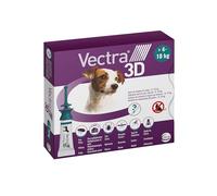 VECTRA 3D Antiparassitario per Cane 3 Pipette Antipulci Antizecche e Antizanzare per cani da 4 a10 kg Protegge da Pulci Zecche Flebotomi e Mosche