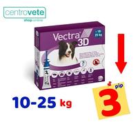 VECTRA 3D Cane 10 - 25 Kg 3 Pipette ⇢ Antiparassitario per CANI di taglia Media