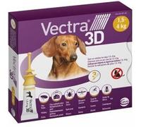 VECTRA 3D Antiparassitario per Cane 3 Pipette Antipulci, Antizecche e Antizanzare per cani fino a 4 kg Protegge da Pulci, Zecche, Flebotomi e Mosche